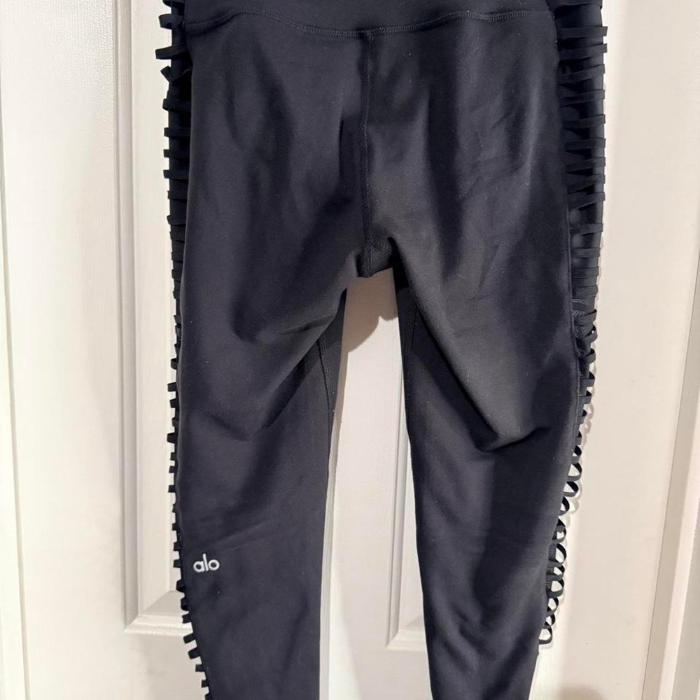 Alo Yoga Black Leggings W/ Ruched Side Panels Size S Activewear Yoga